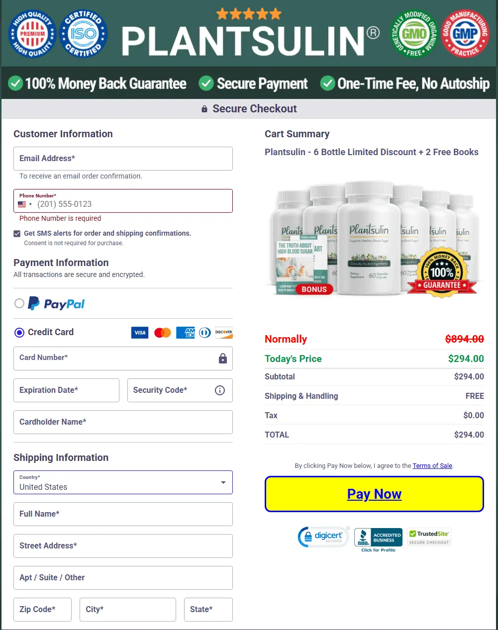 Plantsulin Checkout Page